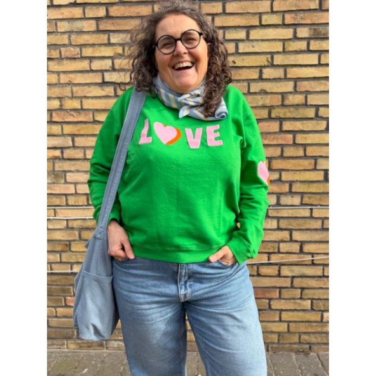 LULU�S LOVE - Love sweatshirt double heart - grass/rose