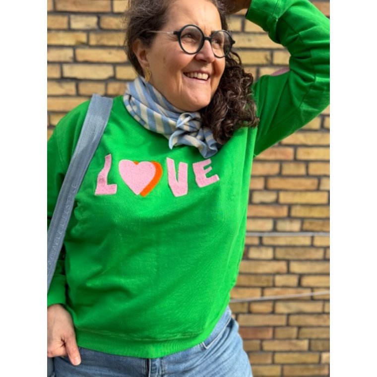 LULU�S LOVE - Love sweatshirt double heart - grass/rose