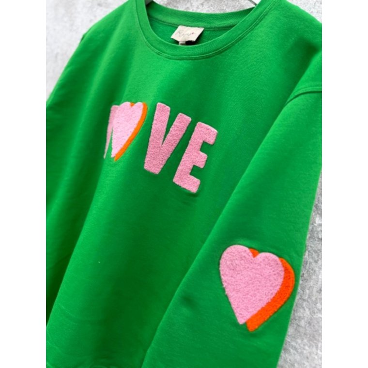 LULU�S LOVE - Love sweatshirt double heart - grass/rose