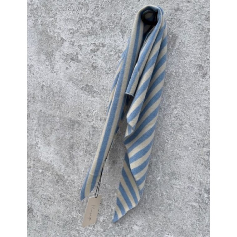 LULU�S LOVE - Cashmere small  striped scarf - lt. blue/nature