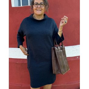 By Basics - 14005 sweat dress w/collar 3/4 s- midnight blue melange