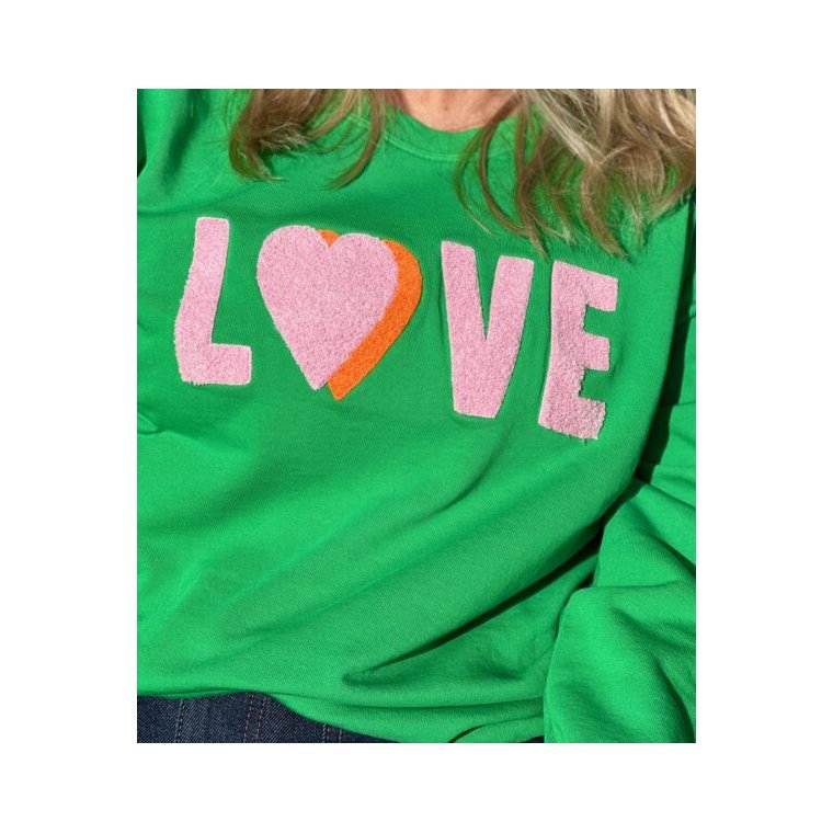 LULU�S LOVE - Love sweatshirt double heart - grass/rose