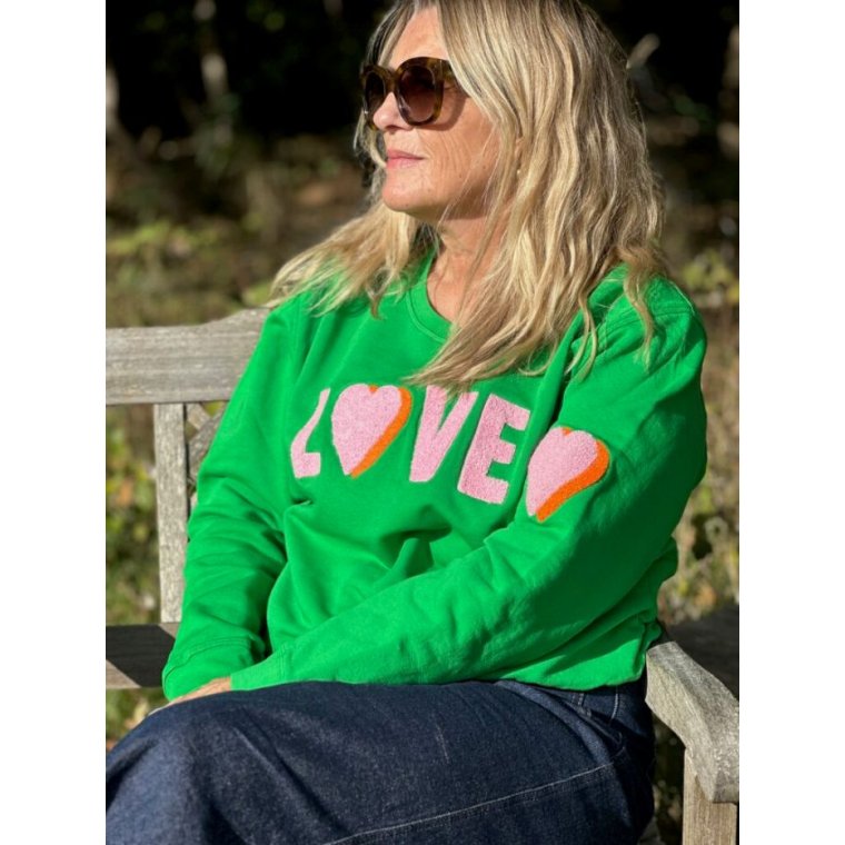 LULU�S LOVE - Love sweatshirt double heart - grass/rose