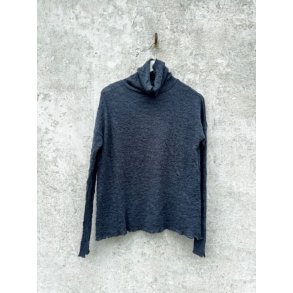 By Basics - 4501 Bubble Wool shirt wide w/large rollneck - midnight blue melange