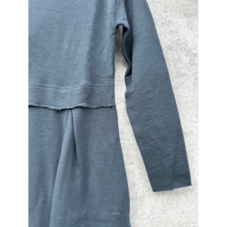 By Basics - 7045 dress long pleats & high neck - asphalt