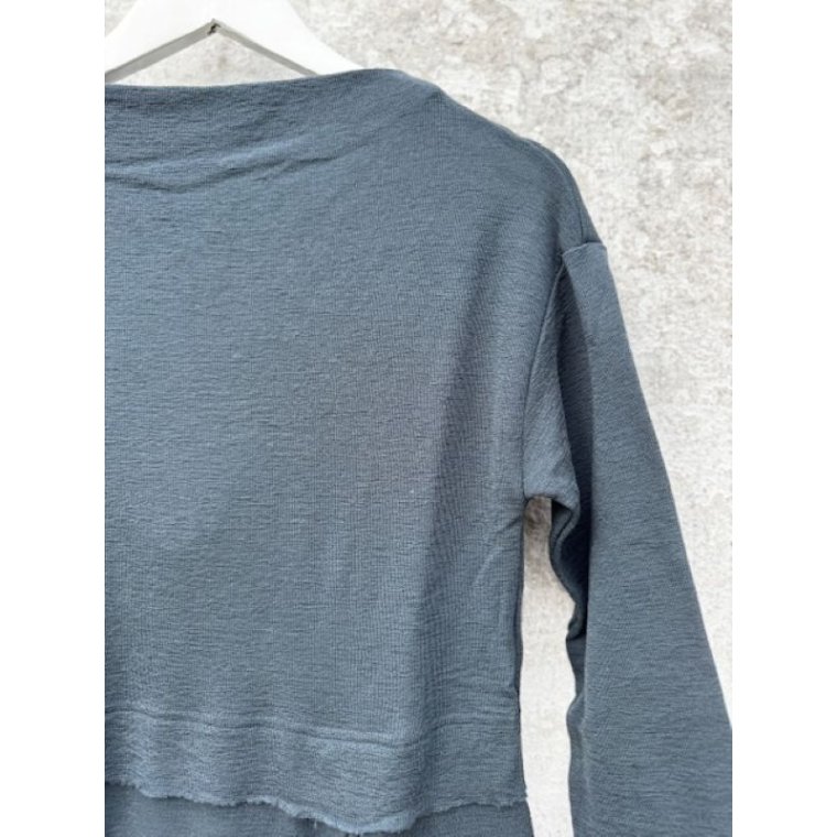 By Basics - 7045 dress long pleats & high neck - asphalt