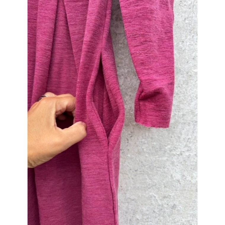 By Basics - 7045 dress long pleats & high neck - camelia melange