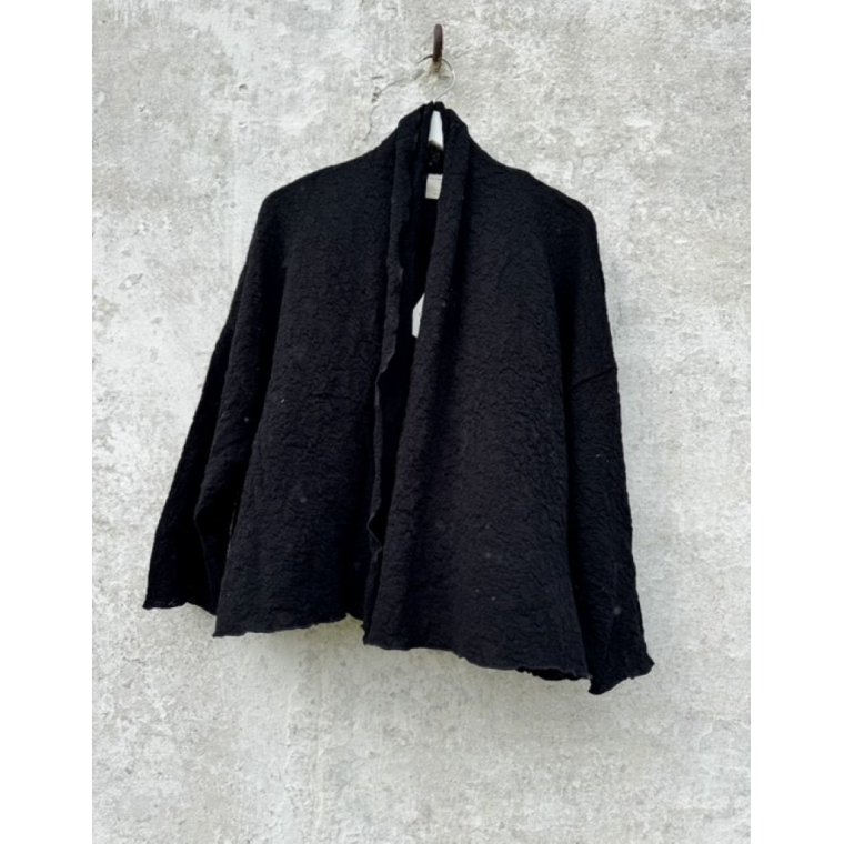 By Basics - 8503 Bubble Wool cardigan short - black