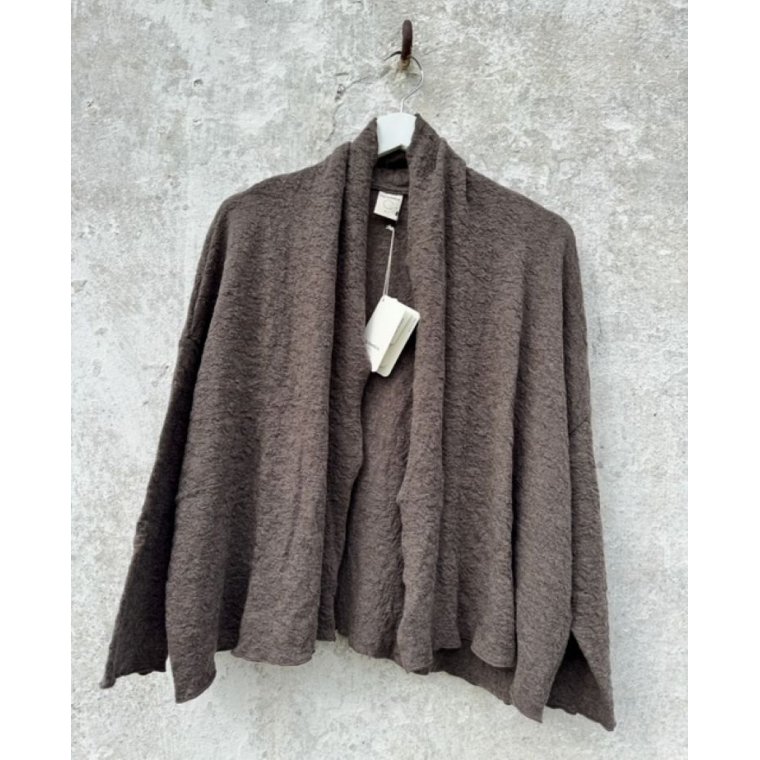 By Basics - 8503 Bubble Wool cardigan short - earth melange