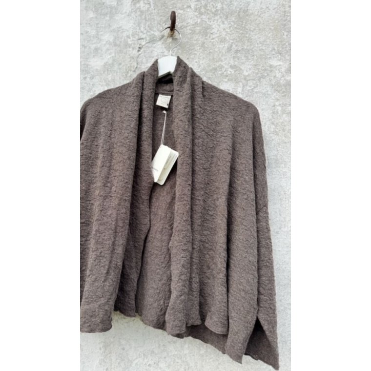 By Basics - 8503 Bubble Wool cardigan short - earth melange