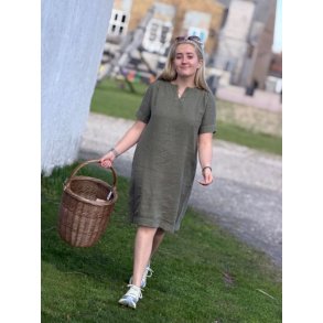 OWN By Basics - 11002 - dress w/neck slit s/s - capers