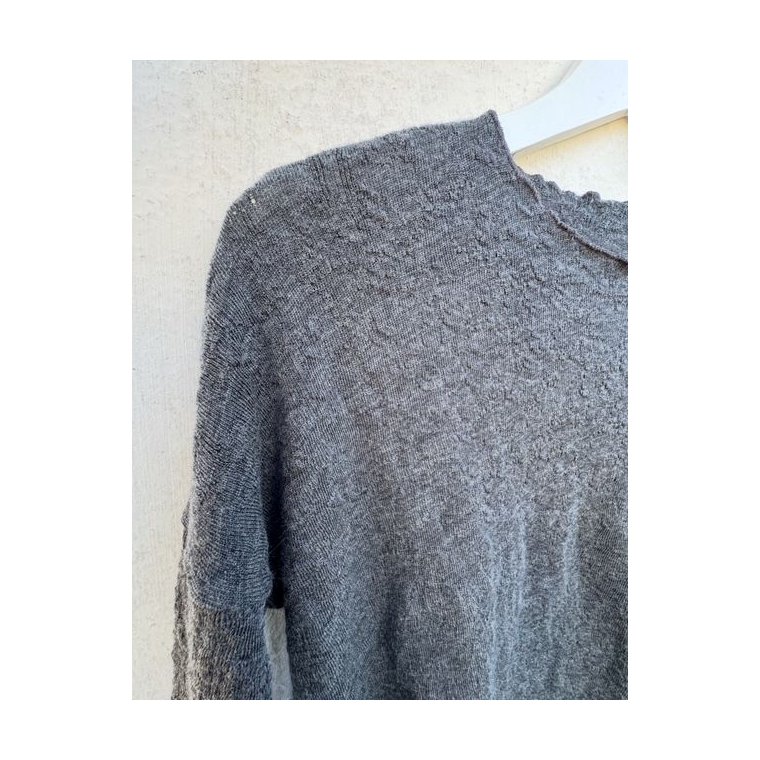By Basics - 4504 Bubble Wool shirt wide r-neck ls - anthrasite melange