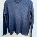 By Basics - 4504 Bubble Wool shirt wide r-neck ls - midnight blue melange