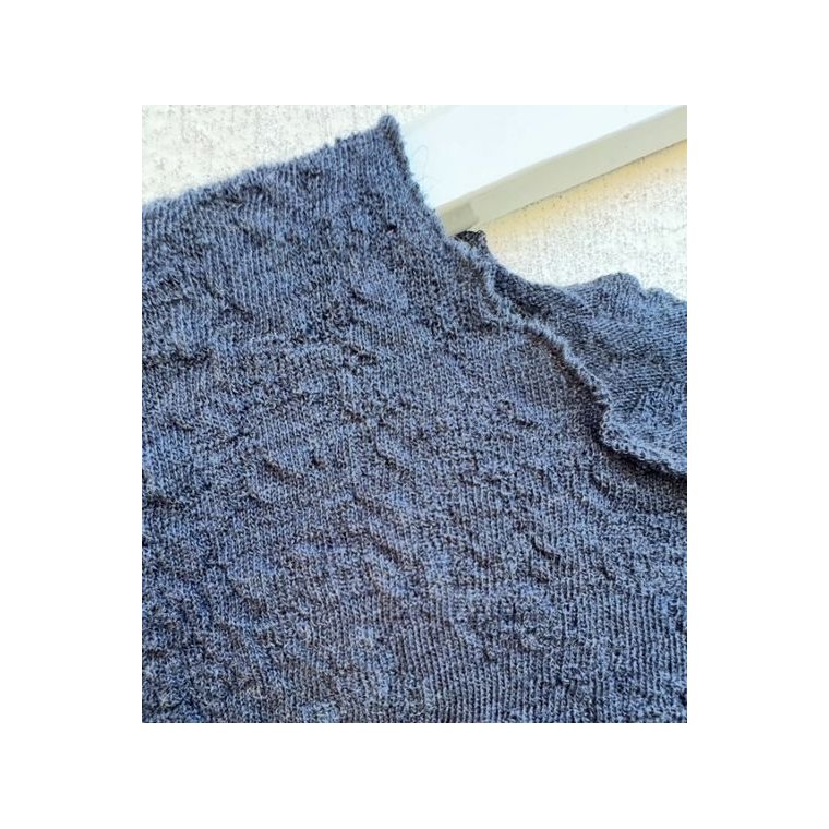 By Basics - 4504 Bubble Wool shirt wide r-neck ls - midnight blue melange