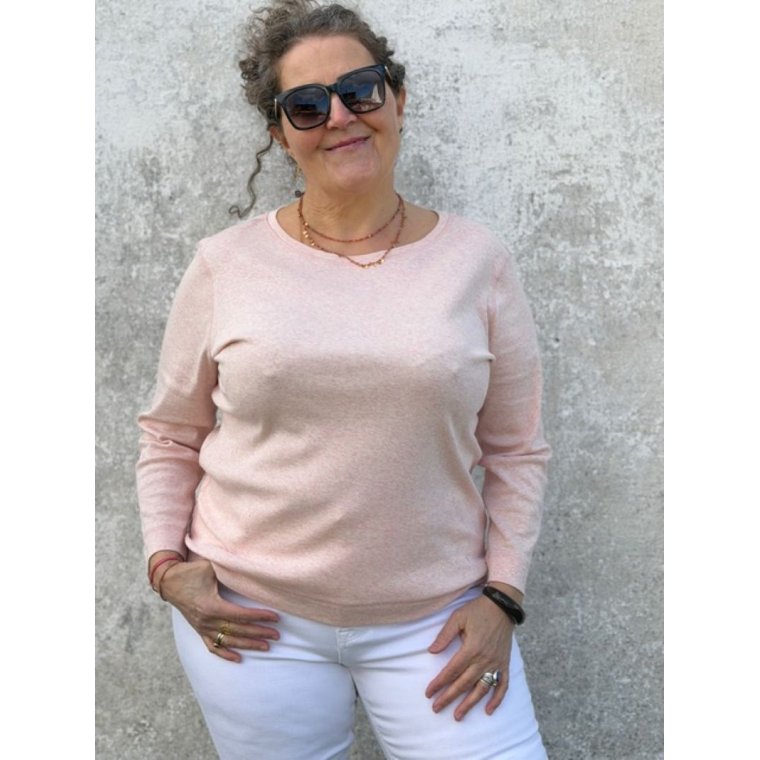 By Basics - 4320 shirt boat neck 3/4 s - rose melange