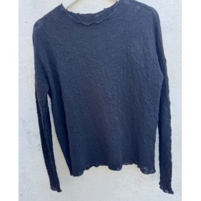 By Basics - 4504 Bubble Wool shirt wide r-neck ls - black