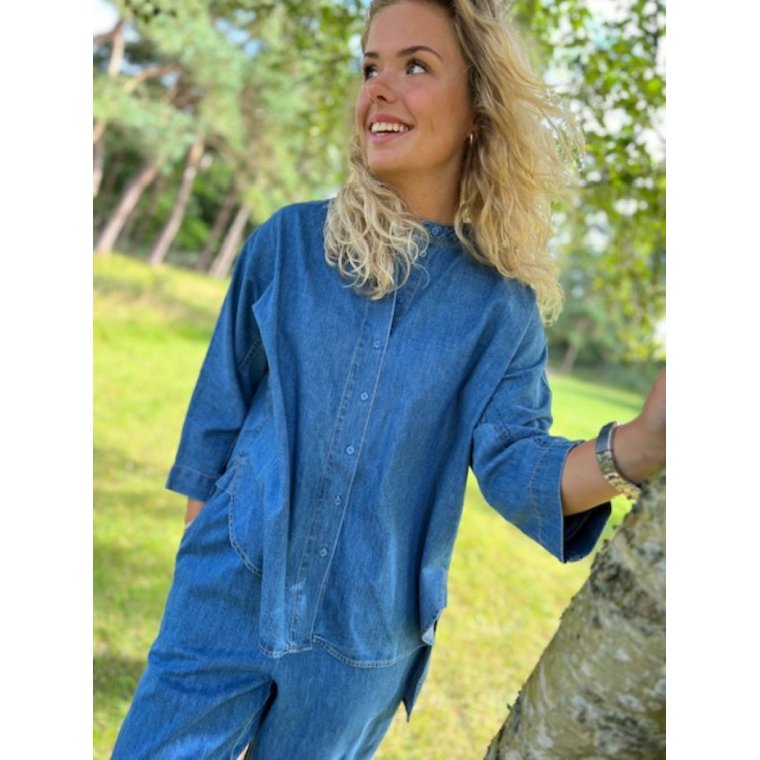 FRAU - Seoul denim skjorte - Clear blue denim