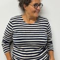 By Basics - 4002 Shirt R-Neck L/S - stripes - raw white/navy blue