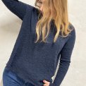 By Basics - 4504 Bubble Wool shirt wide r-neck ls - midnight blue melange