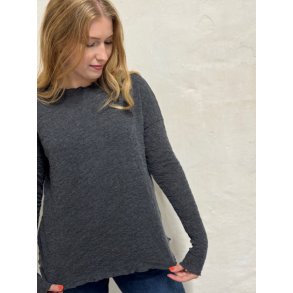 By Basics - 4504 Bubble Wool shirt wide r-neck ls - anthrasite melange