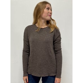 By Basics - 4504 Bubble Wool shirt wide r-neck ls - earth melange