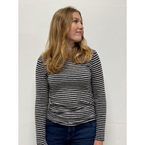 By Basics - 4002 Shirt R-Neck L/S - charcoal/dawn grey melange