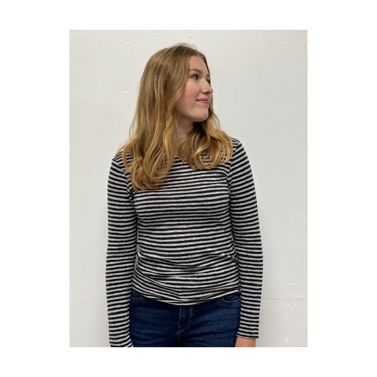 By Basics - 4002 Shirt R-Neck L/S - charcoal/dawn grey melange