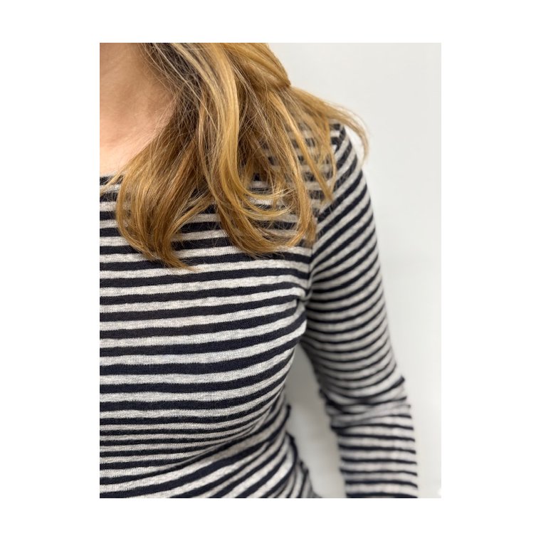 By Basics - 4002 Shirt R-Neck L/S - charcoal/dawn grey melange