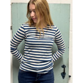 By Basics - 4002 Shirt R-Neck L/S - raw white/denim blue