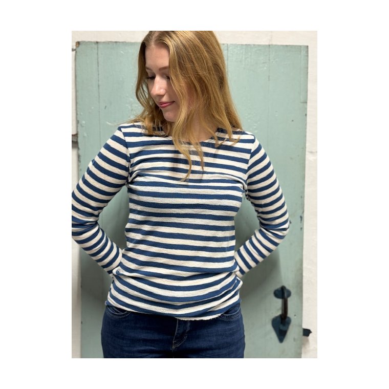 By Basics - 4002 Shirt R-Neck L/S - raw white/denim blue