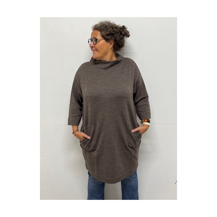 By Basics - 14005 sweat dress w/collar 3/4 s- earth melange