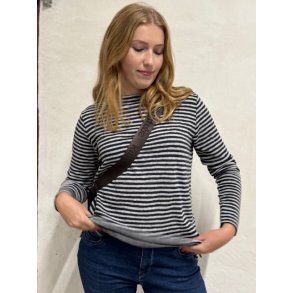 By Basics - 4068 sweather w/small turtleneck l/s - charcoal/dawn grey melange