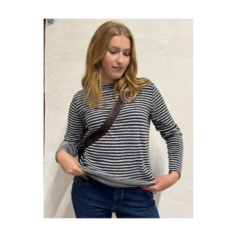 By Basics - 4068 sweather w/small turtleneck l/s - charcoal/dawn grey melange