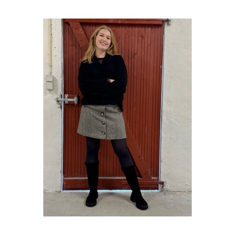 By Basics - 8503 Bubble Wool cardigan short - black