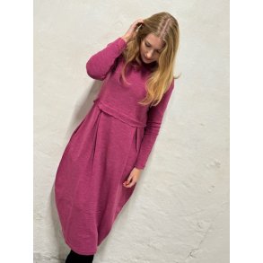 By Basics - 7045 dress long pleats & high neck - camelia melange