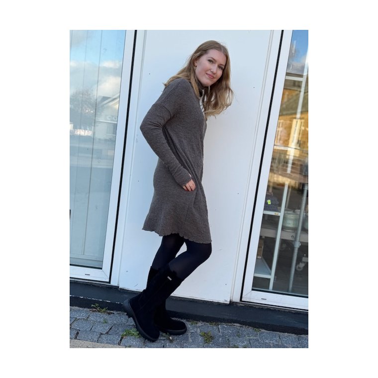 By Basics - 7501 dress wide roll neck - earth melange