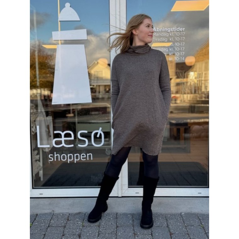 By Basics - 7501 dress wide roll neck - earth melange