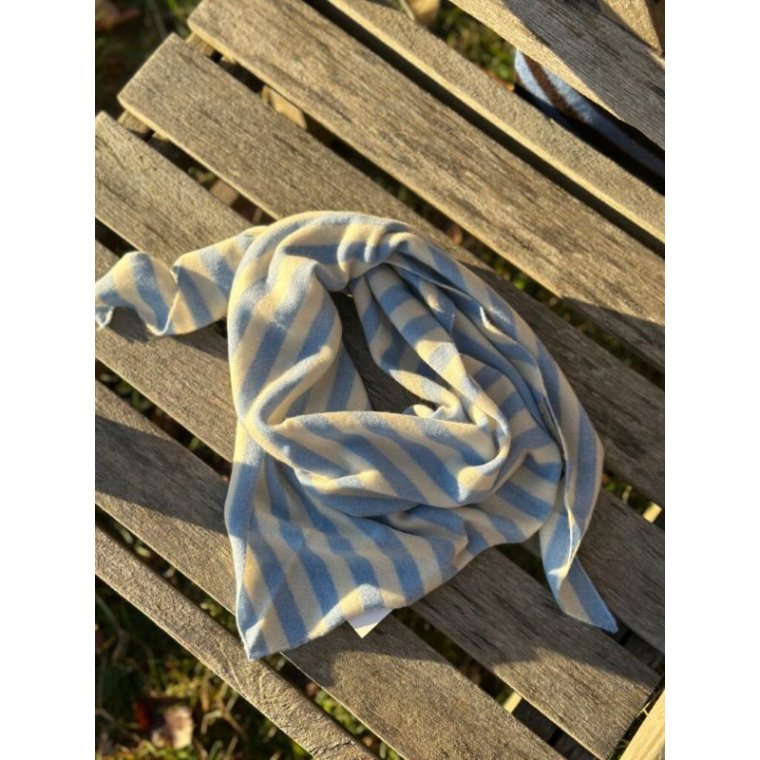 LULU�S LOVE - Cashmere small  striped scarf - lt. blue/nature