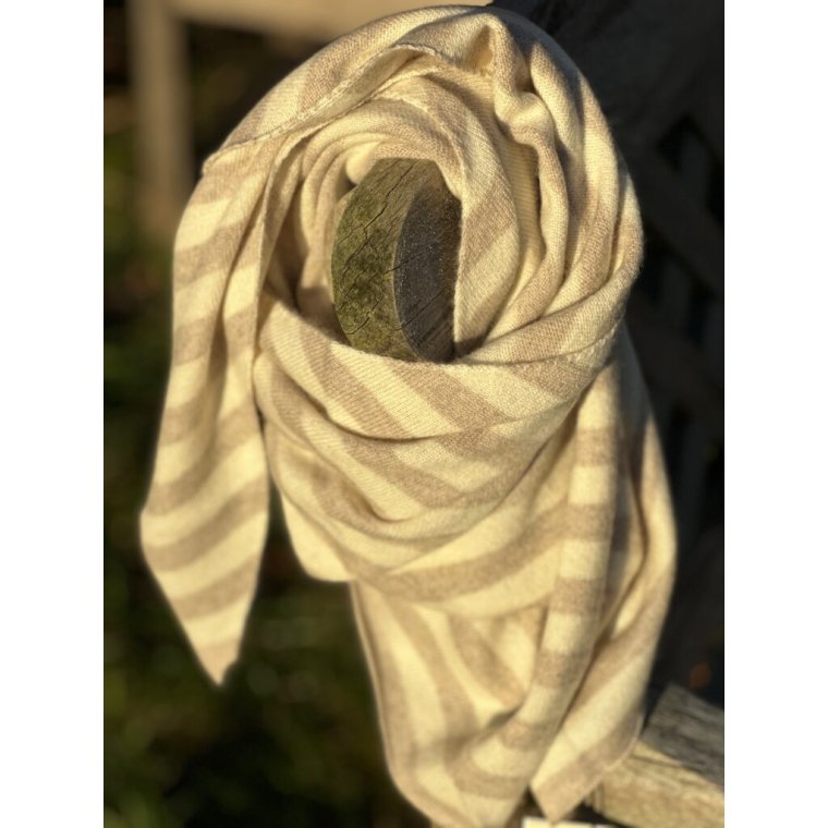 LULU�S LOVE - Cashmere small  striped scarf - nature/beige