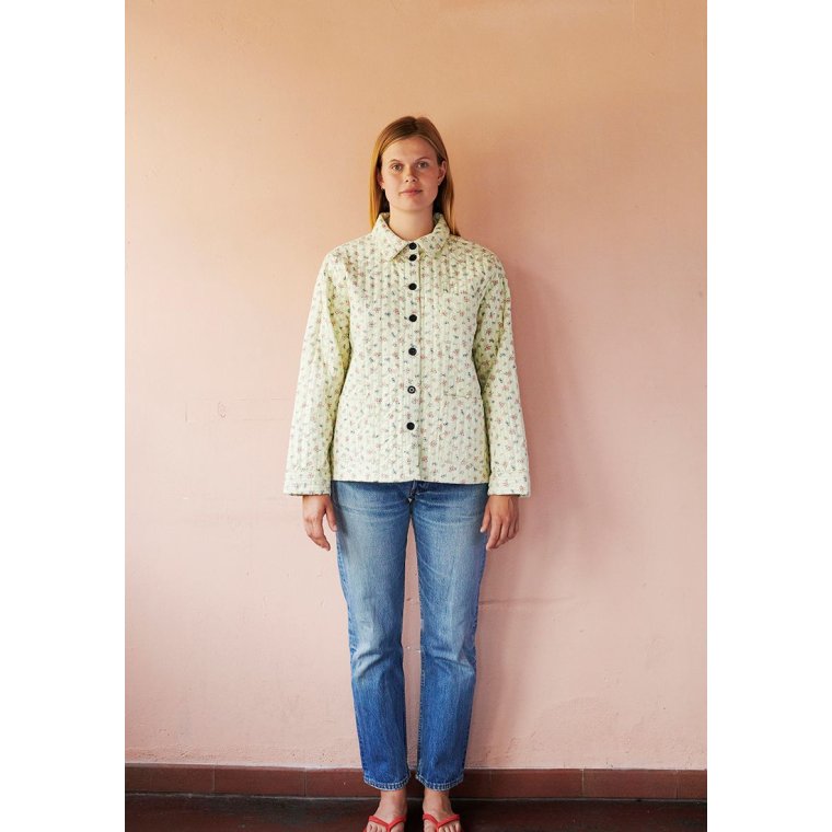 HABIBA - LITTLE BOW QUILTED JACKET - VANILLA