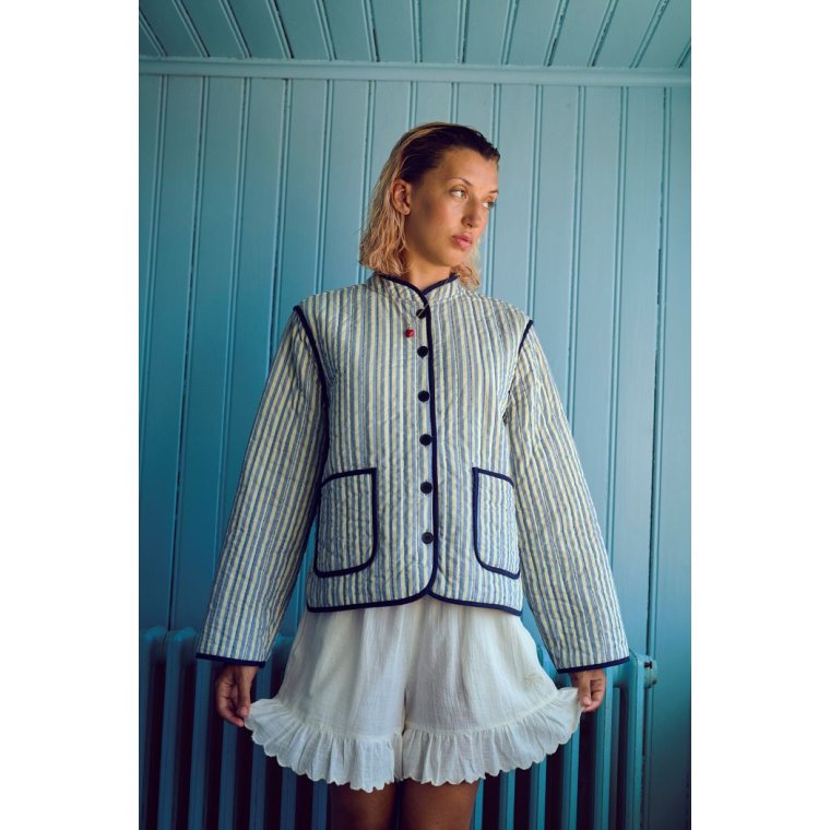 HABIBA - MIO QUILTED CHINA JACKET - SAPPHIRE