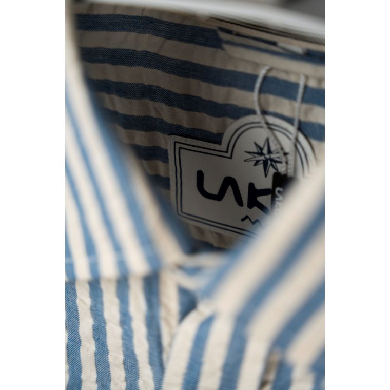 LAKOR - Seer Sucker Short Sleeve Shirt - Bering Sea