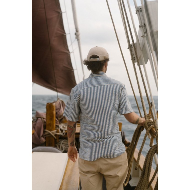 LAKOR - Seer Sucker Short Sleeve Shirt - Bering Sea