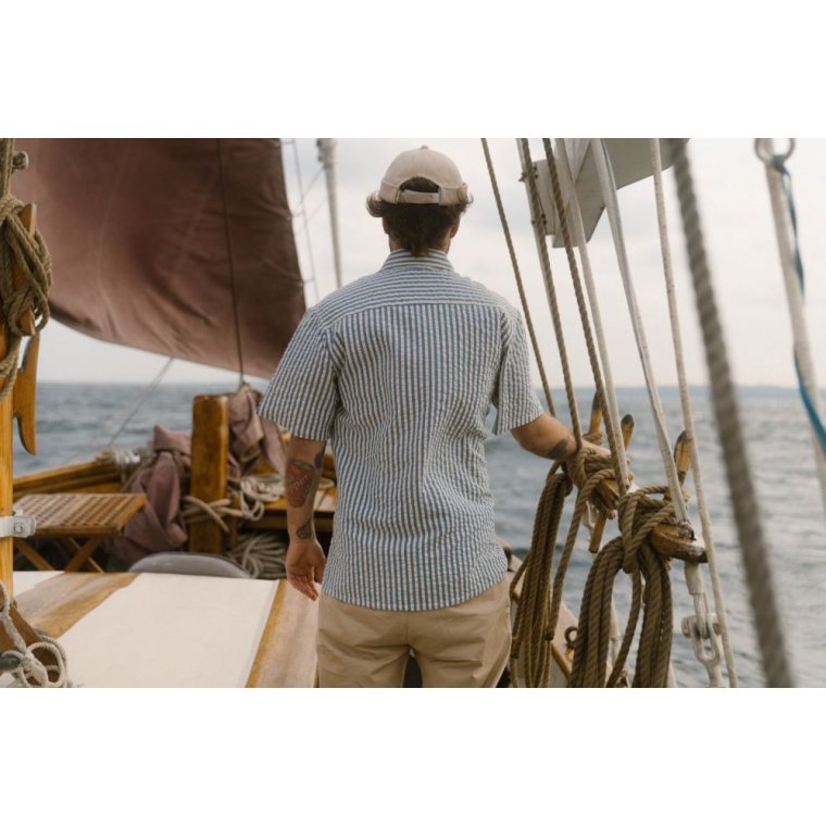 LAKOR - Seer Sucker Short Sleeve Shirt - Bering Sea