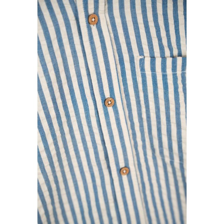 LAKOR - Seer Sucker Short Sleeve Shirt - Bering Sea