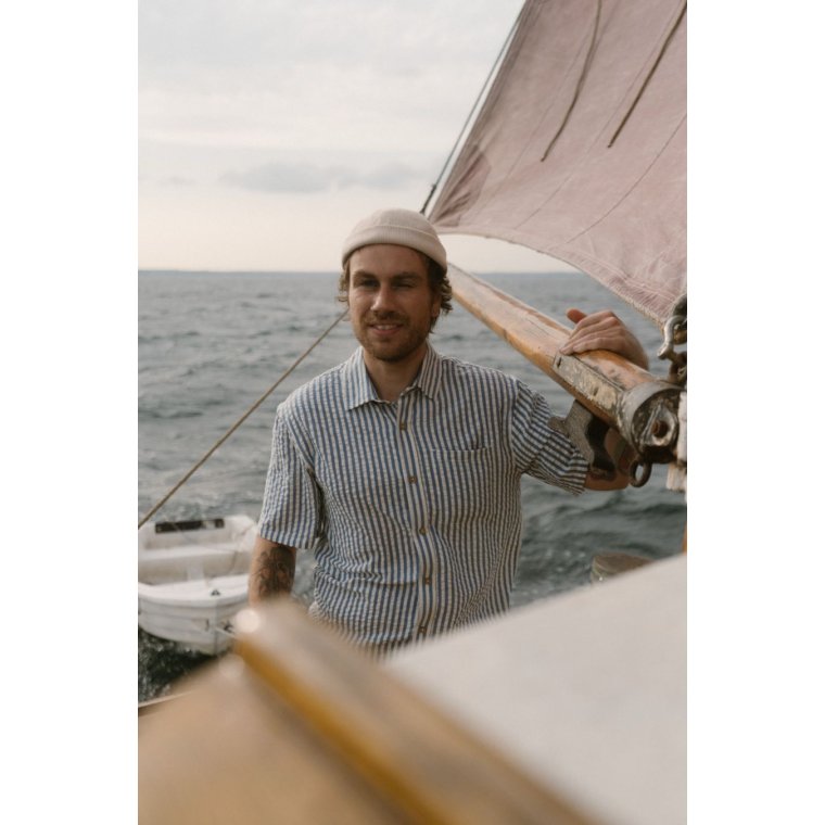 LAKOR - Seer Sucker Short Sleeve Shirt - Bering Sea