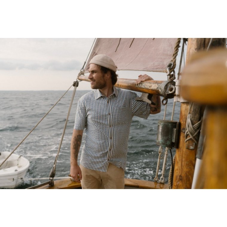 LAKOR - Seer Sucker Short Sleeve Shirt - Bering Sea