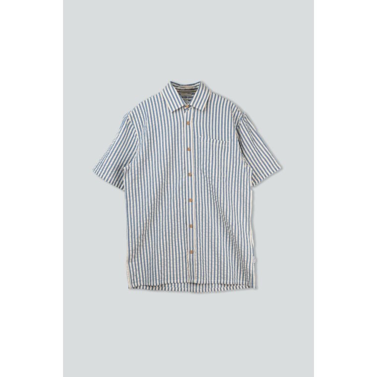 LAKOR - Seer Sucker Short Sleeve Shirt - Bering Sea