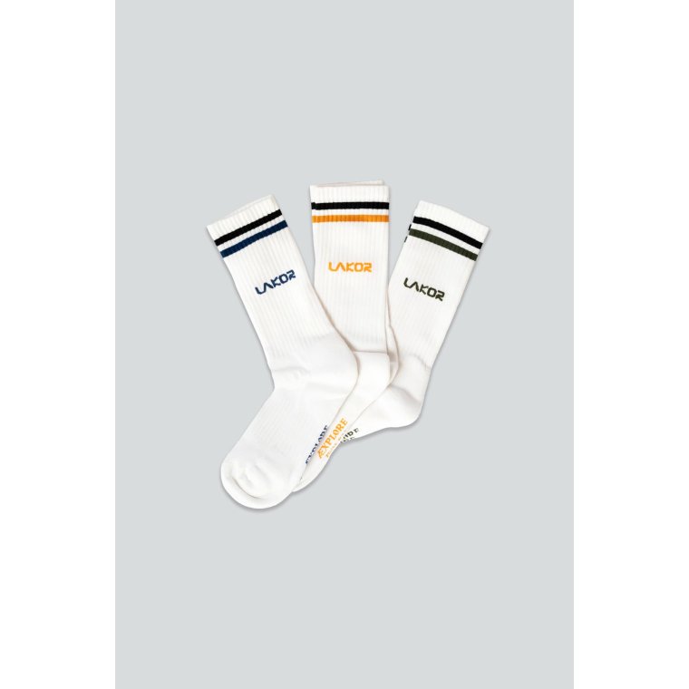 LAKOR - Logo Socks 3-pack - White