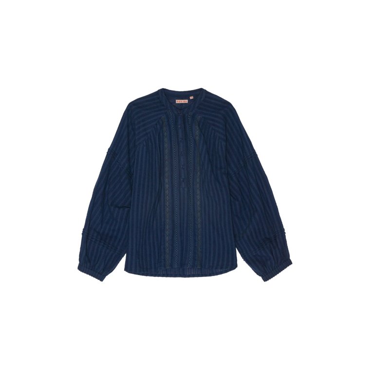 HABIBA - LAURA BLOUSE WITH GATHERINGS - INDIGO	